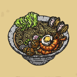 シーフードと野菜のうどん